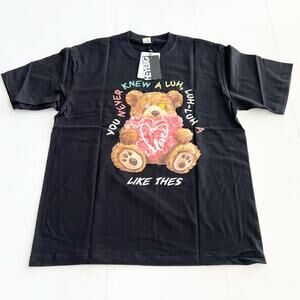 New HEYBIG Graphic Short Sleeve Shirt TH-273 UNISEX SIZE L Teddy Bear Valentine